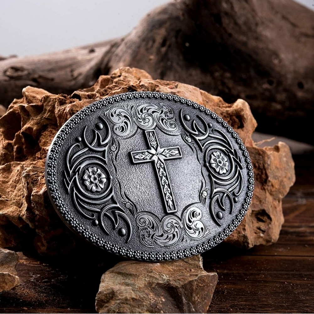 New detailed cross religious faith Belt Buckle.  Available in bronze color